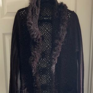 Long Sweater Duster with Faux fur